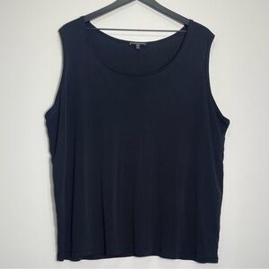 EILEEN FISHER 100% Silk Black Tank Top Wide Straps Versatile Classic Size 2X